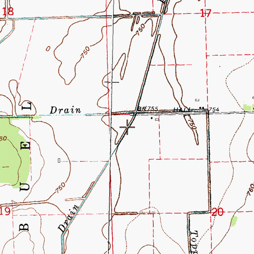 Topographic Map of Potts Drain, MI