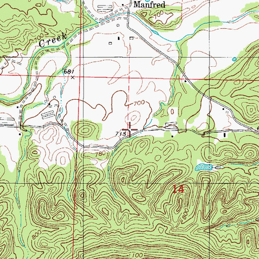 Topographic Map of Manfred Colored School (historical), AR