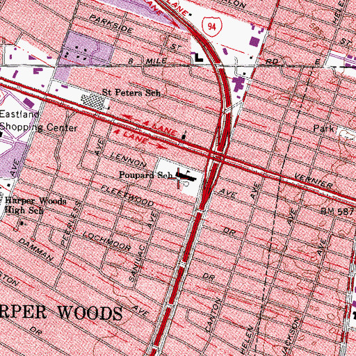 Topographic Map of Poupard School, MI