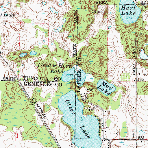 Topographic Map of Powder Horn Lake, MI