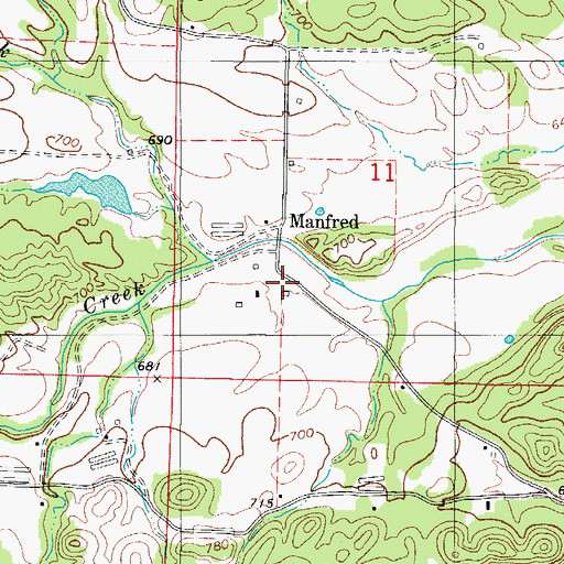 Topographic Map of Manfred School (historical), AR
