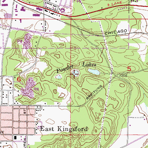 Topographic Map of Powder Lakes, MI