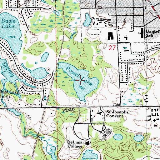 Topographic Map of Powell Lake, MI