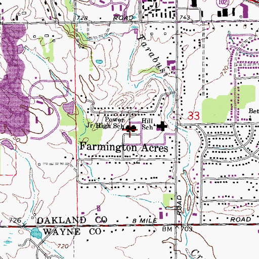 Topographic Map of Power Junior High School, MI