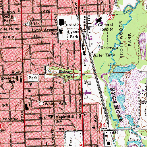 Topographic Map of Poxson Park, MI