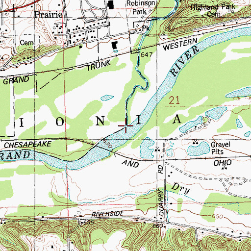 Topographic Map of Prairie Creek, MI
