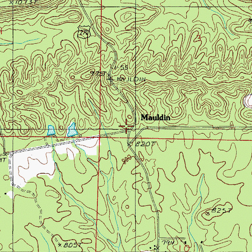 Topographic Map of Mauldin, AR