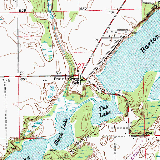 Topographic Map of Prairie Grove School, MI