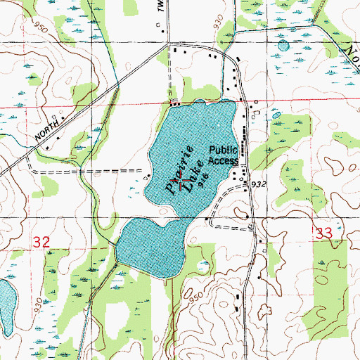Topographic Map of Prairie Lake, MI