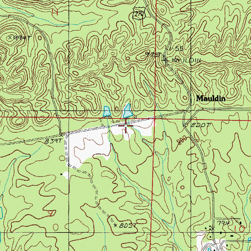 Topographic Map of Mauldin School (historical), AR