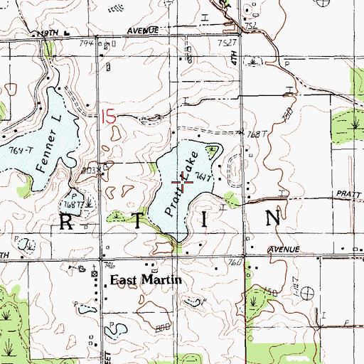 Topographic Map of Pratt Lake, MI