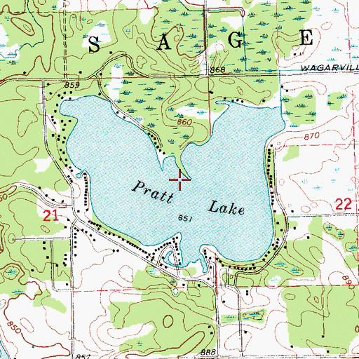 Topographic Map of Pratt Lake, MI