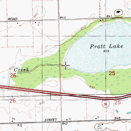 Topographic Map of Pratt Lake Creek, MI