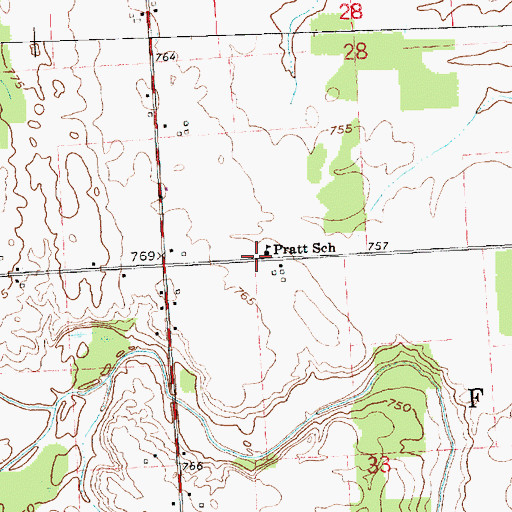 Topographic Map of Pratt School, MI