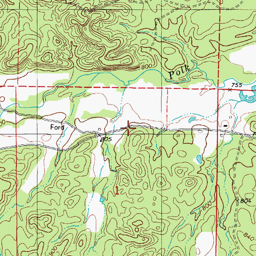 Topographic Map of Middleton-Crooks Cemetery, AR