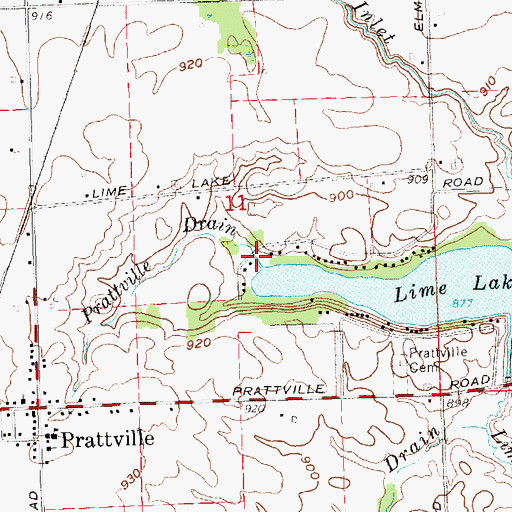 Topographic Map of Prattville Drain, MI