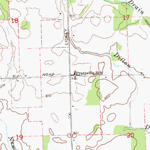 Topographic Map of Prattville School, MI
