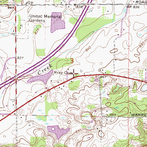 Topographic Map of Pray Cemetery, MI