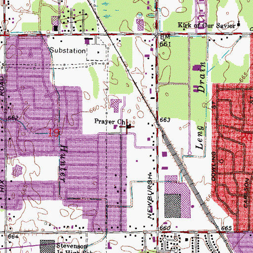 Topographic Map of Prayer Church, MI