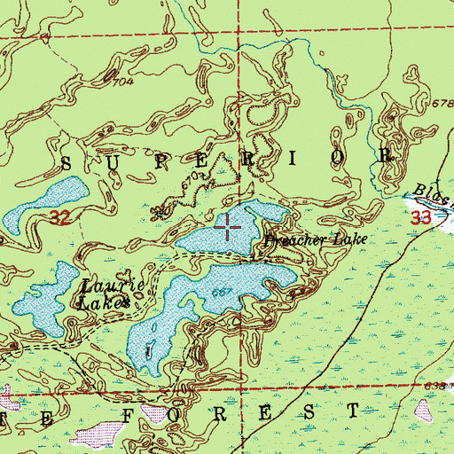 Topographic Map of Preacher Lake, MI