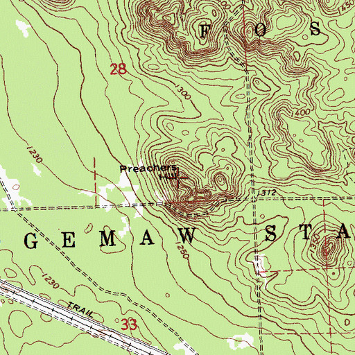 Topographic Map of Preachers Hill, MI
