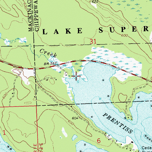 Topographic Map of Prentiss Creek, MI