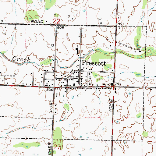 Topographic Map of Prescott, MI