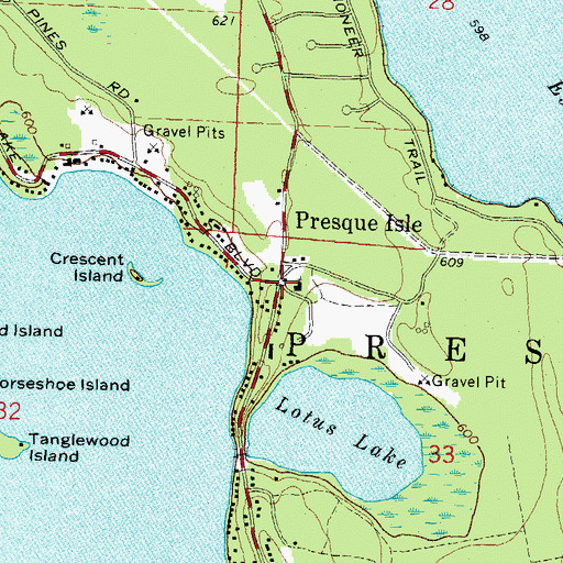 Topographic Map of Presque Isle, MI