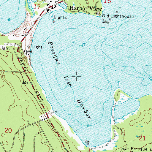 Topographic Map of Presque Isle Harbor, MI