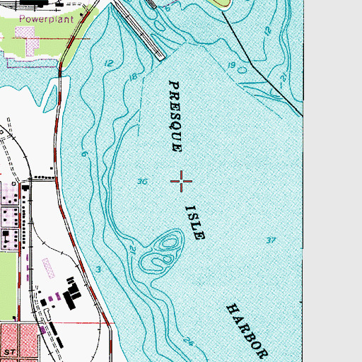 Topographic Map of Presque Isle Harbor, MI