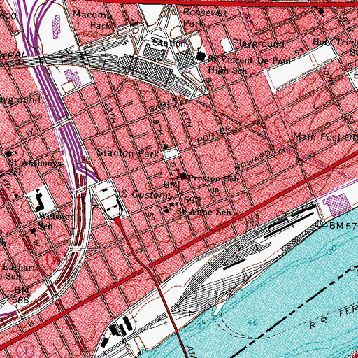 Topographic Map of Preston School, MI
