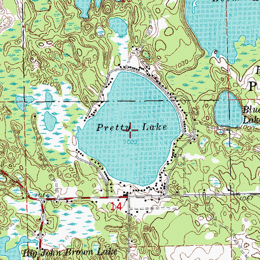 Topographic Map of Pretty Lake, MI