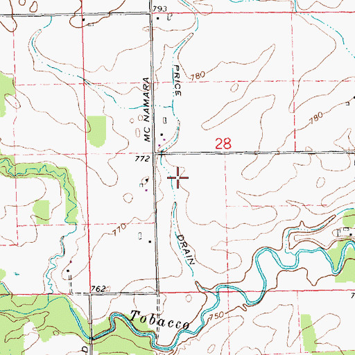 Topographic Map of Price Drain, MI