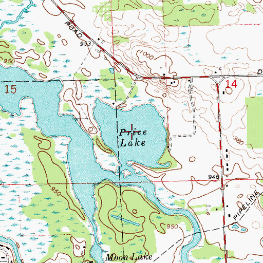 Topographic Map of Price Lake, MI