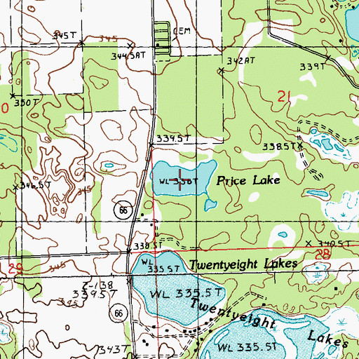 Topographic Map of Price Lake, MI