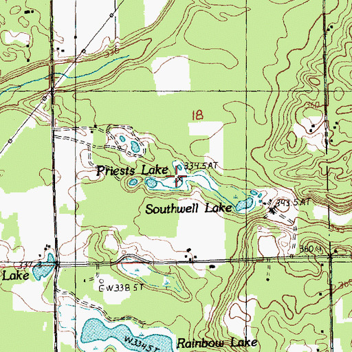 Topographic Map of Priests Lake, MI