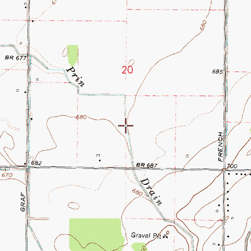 Topographic Map of Prin Drain, MI