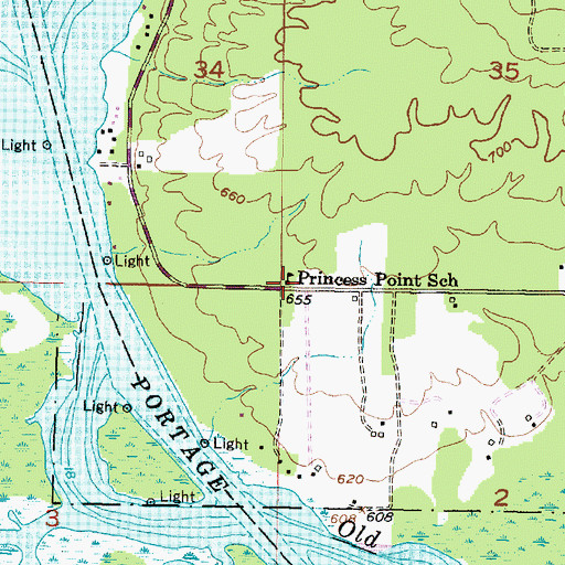 Topographic Map of Princess Point School, MI