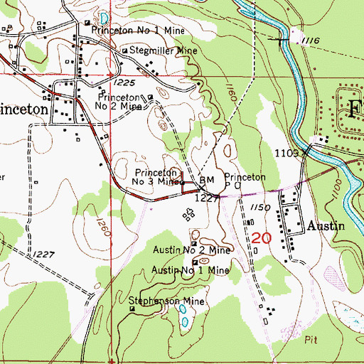Topographic Map of Princeton Number Three Mine, MI