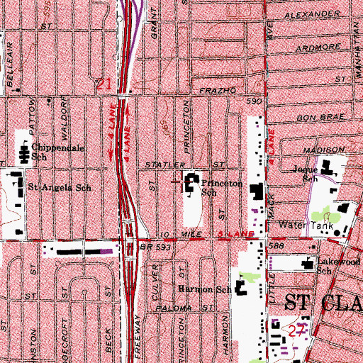 Topographic Map of Princeton School, MI