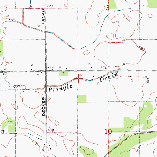Topographic Map of Pringle Drain, MI