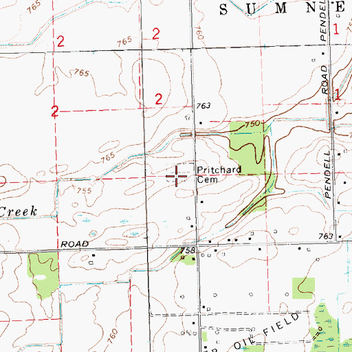Topographic Map of Pritchard Cemetery, MI
