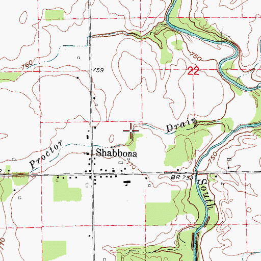 Topographic Map of Proctor Drain, MI