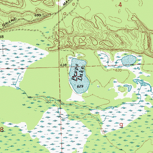 Topographic Map of Props Lake, MI