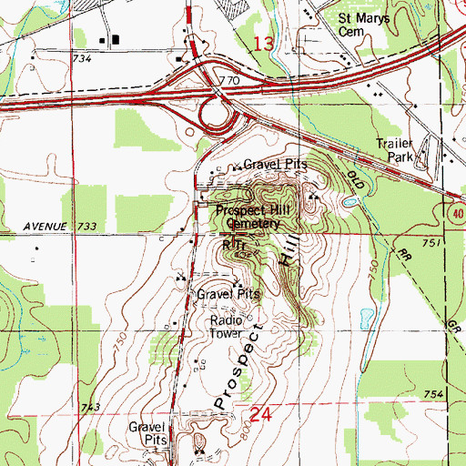 Topographic Map of Prospect Hill, MI