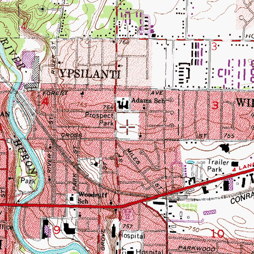 Topographic Map of Prospect Park, MI