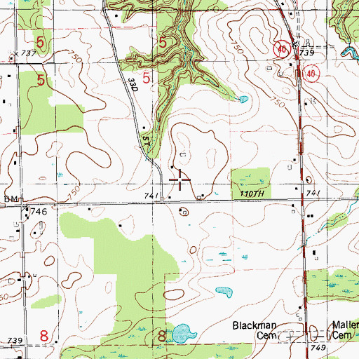 Topographic Map of Prouty School, MI