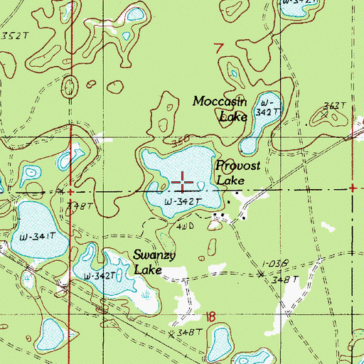 Topographic Map of Provost Lake, MI