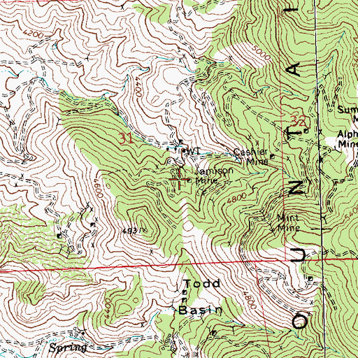 Topographic Map of Jamison Mine, AZ