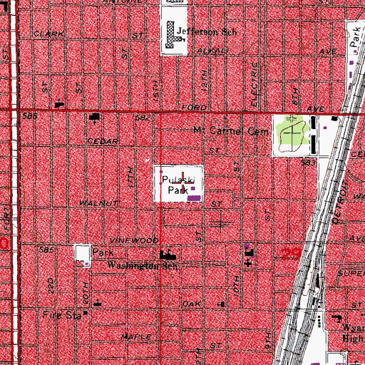 Topographic Map of Pulaski Park, MI
